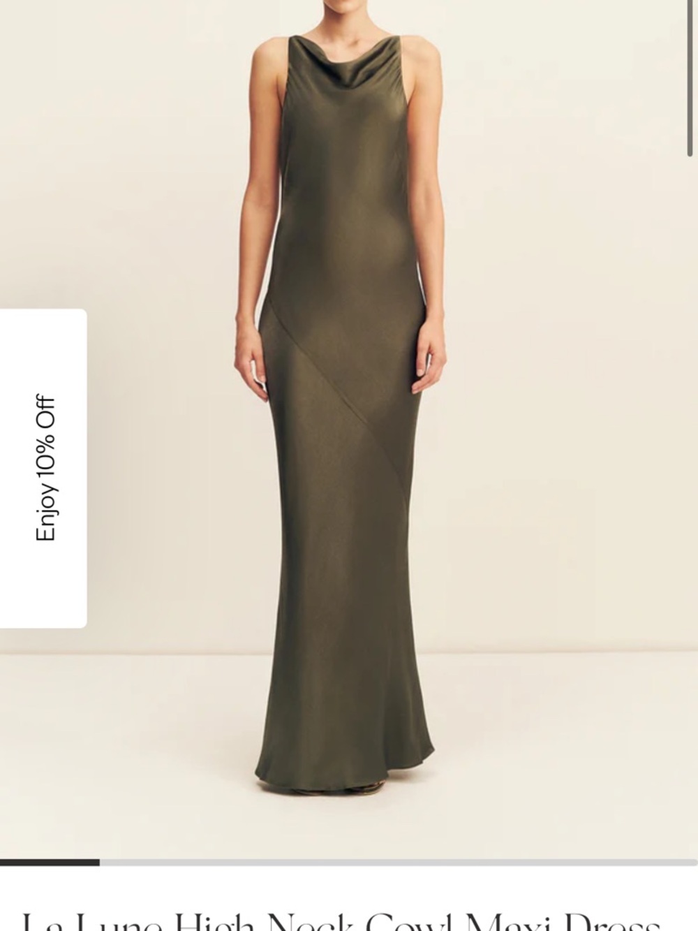 Shona Joy Olive Green Cowl Neck Maxi Dress
